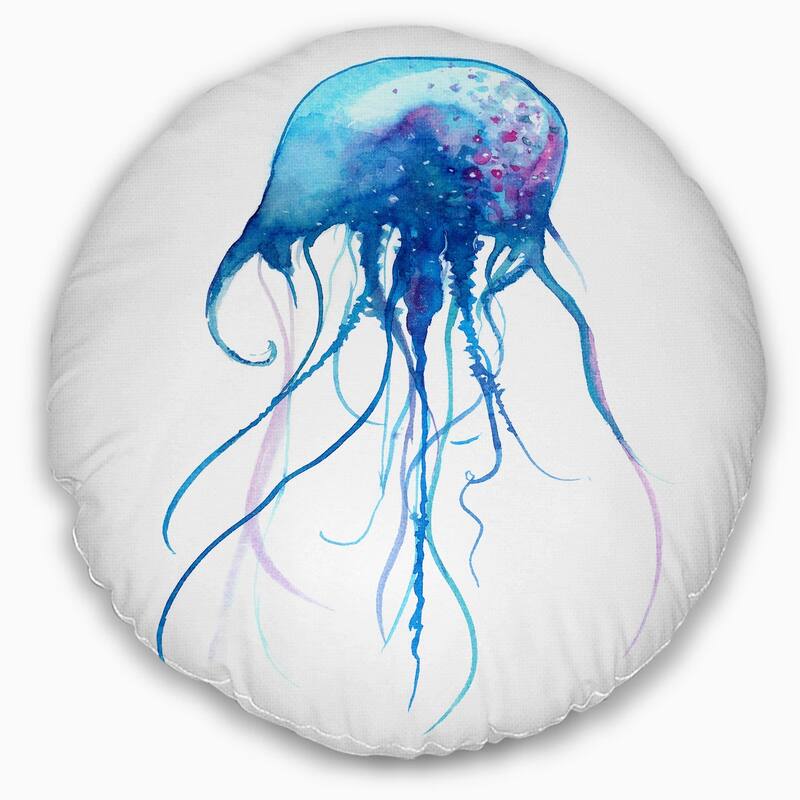 Designart 'Light Blue Jellyfish Watercolor' Animal Throw Pillow