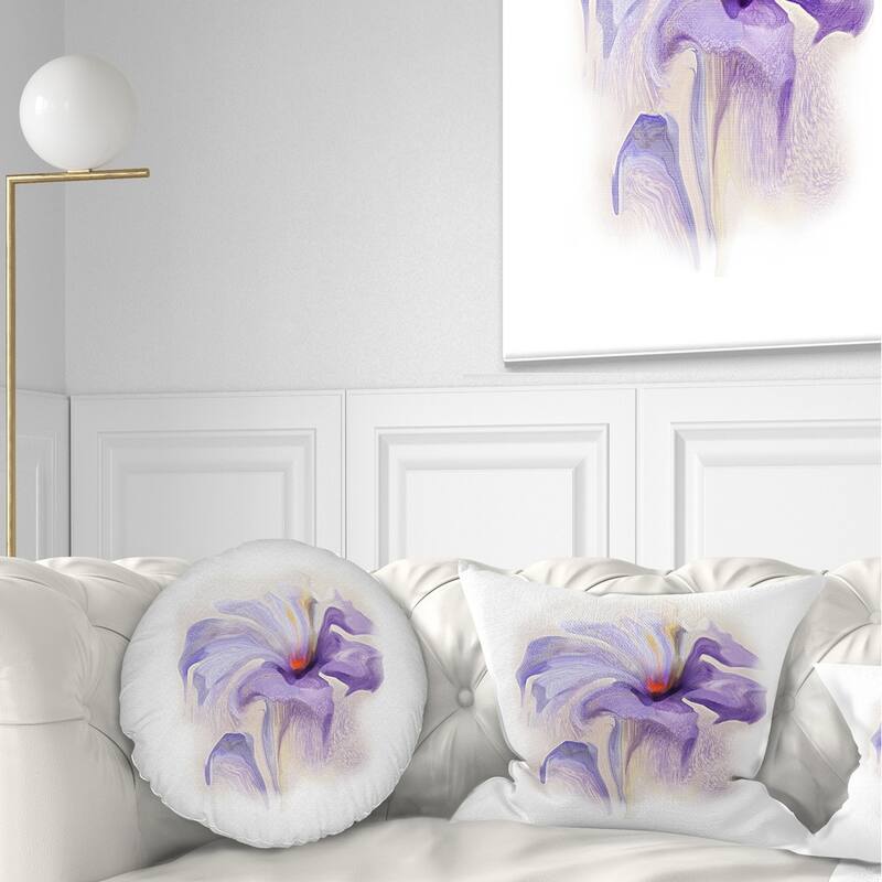 Designart 'Purple Flower Watercolor Illustration' Animal Throw Pillow - Round - 16 inches round - Small