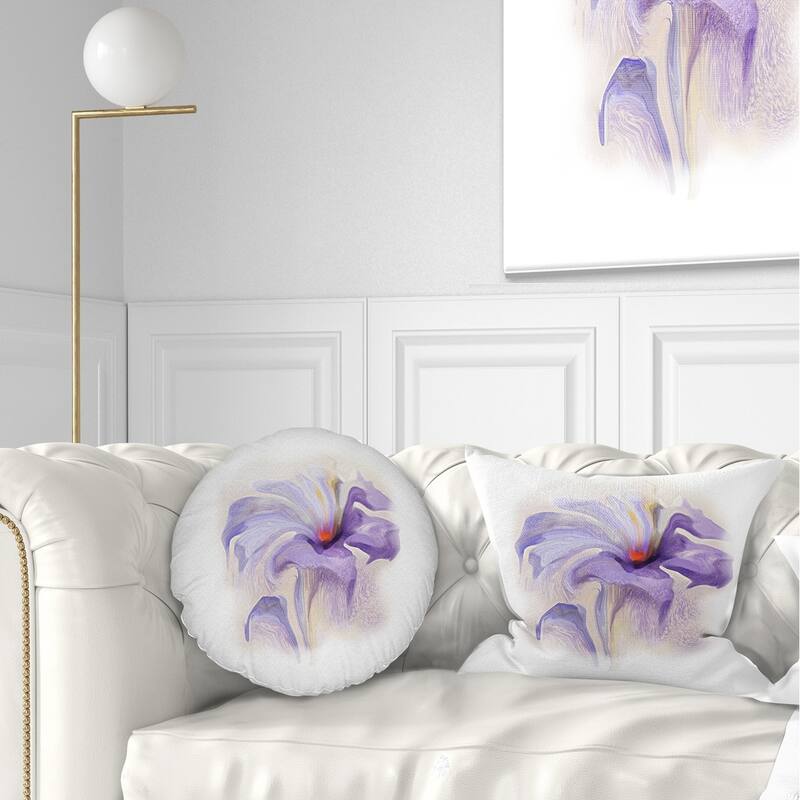 Designart 'Purple Flower Watercolor Illustration' Animal Throw Pillow - Rectangle - 12 in. x 20 in. - Medium