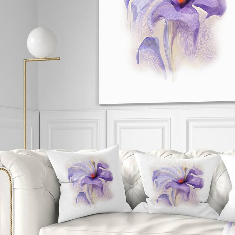 Designart 'Purple Flower Watercolor Illustration' Animal Throw Pillow - Square - 16 in. x 16 in. - Small