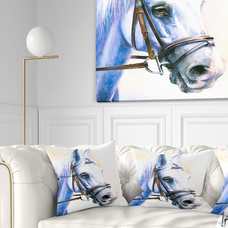 Designart 'Blue Horse with Bridle' Abstract Throw Pillow - Square - 18 in. x 18 in. - Medium