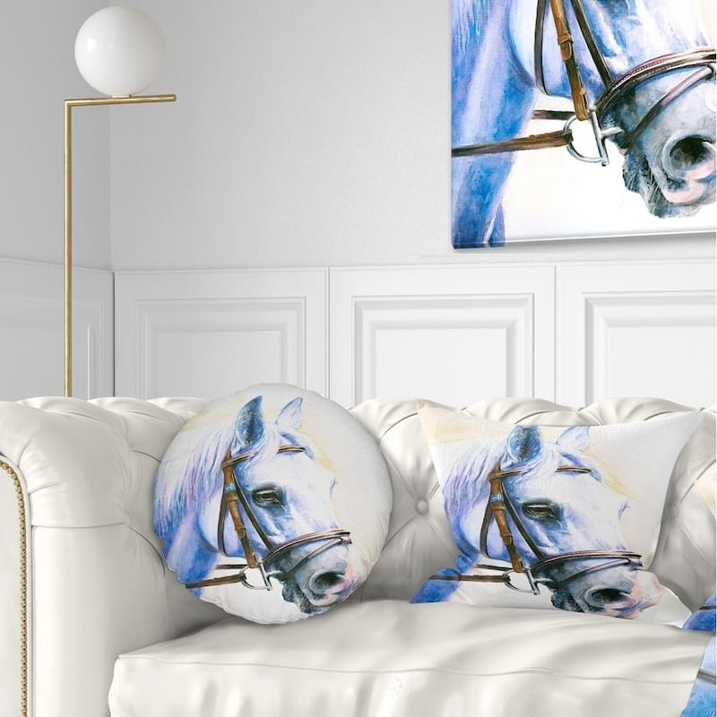 Designart 'Blue Horse with Bridle' Abstract Throw Pillow - Rectangle - 12 in. x 20 in. - Medium
