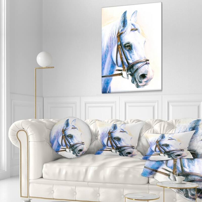 Designart 'Blue Horse with Bridle' Abstract Throw Pillow