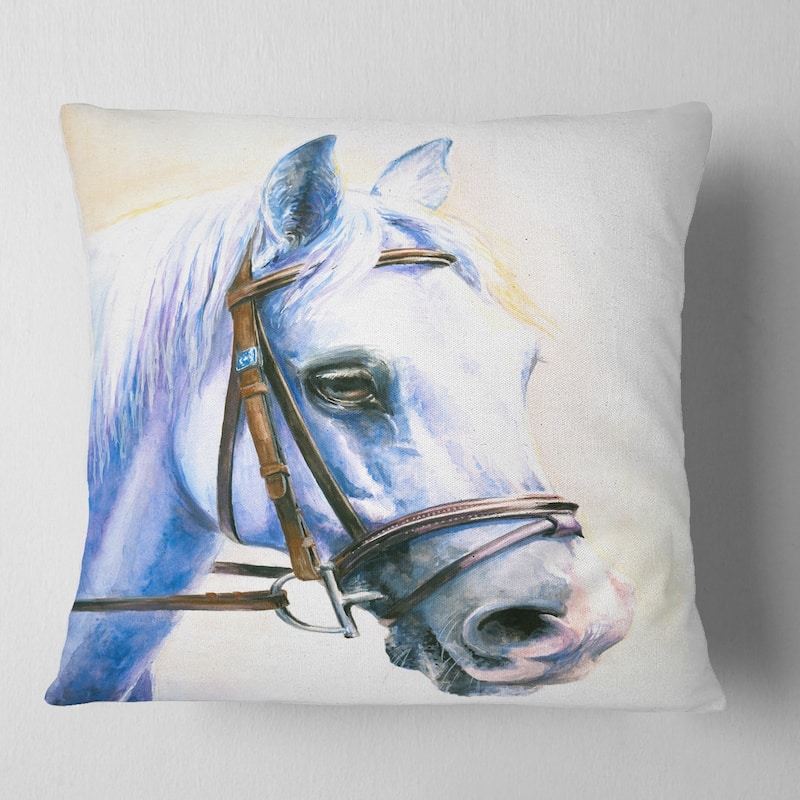 Designart 'Blue Horse with Bridle' Abstract Throw Pillow