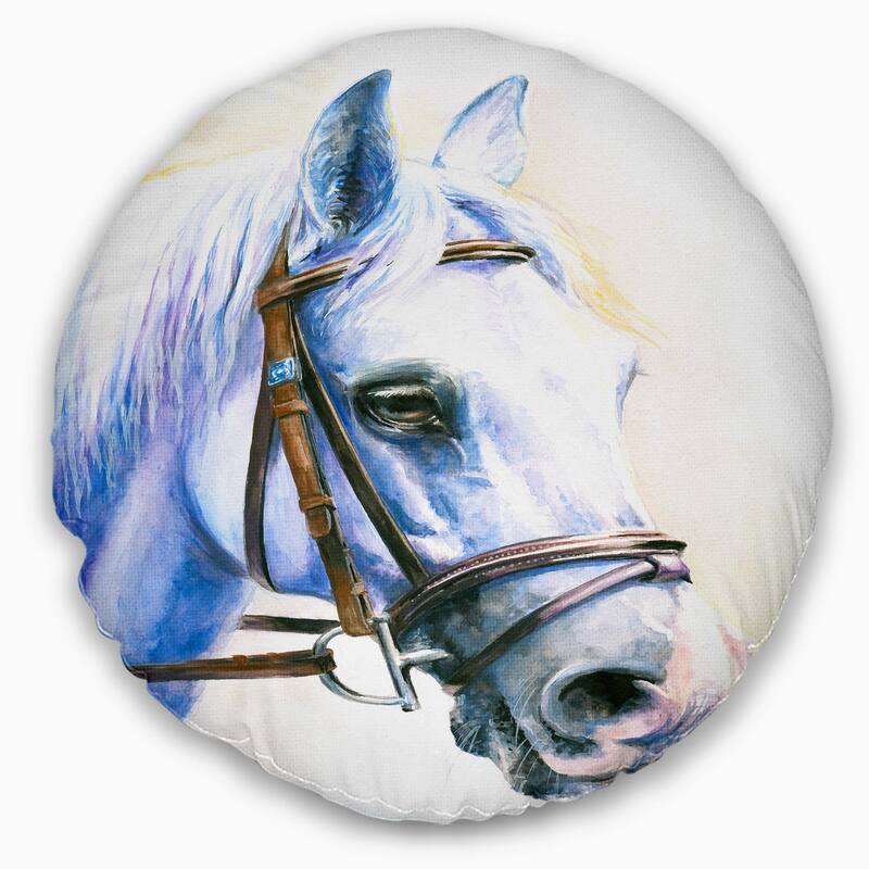 Designart 'Blue Horse with Bridle' Abstract Throw Pillow