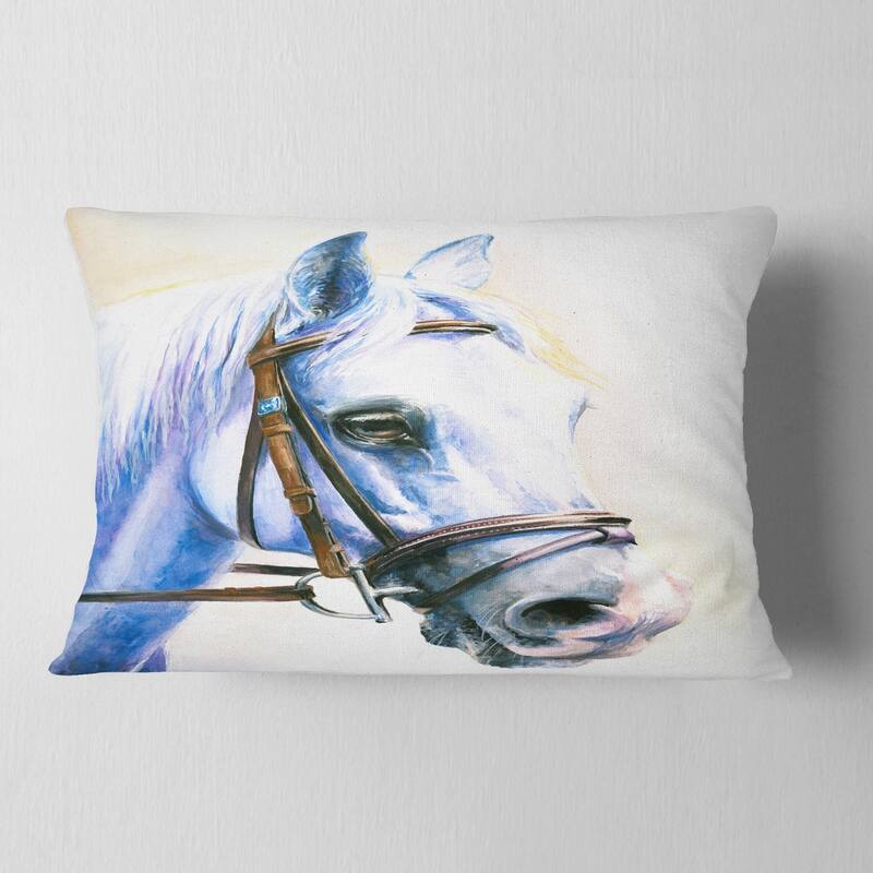 Designart 'Blue Horse with Bridle' Abstract Throw Pillow