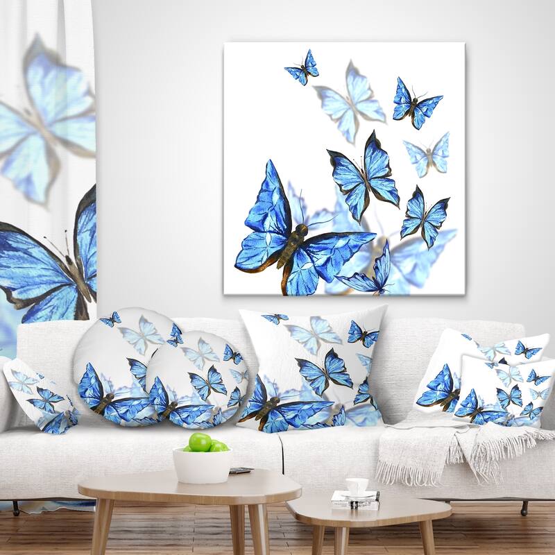 Designart 'Watercolor Butterflies on White' Floral Throw Pillow