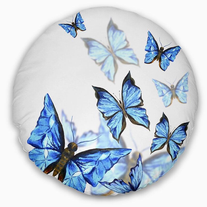 Designart 'Watercolor Butterflies on White' Floral Throw Pillow