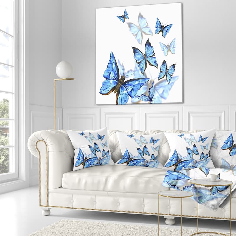 Designart 'Watercolor Butterflies on White' Floral Throw Pillow