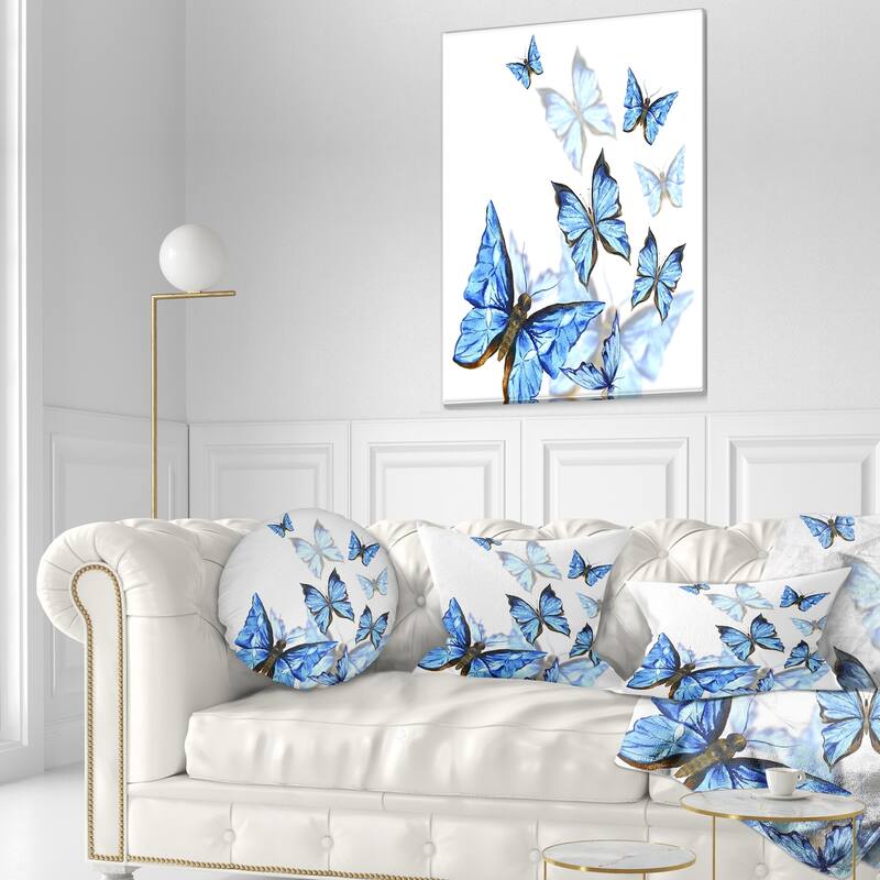 Designart 'Watercolor Butterflies on White' Floral Throw Pillow