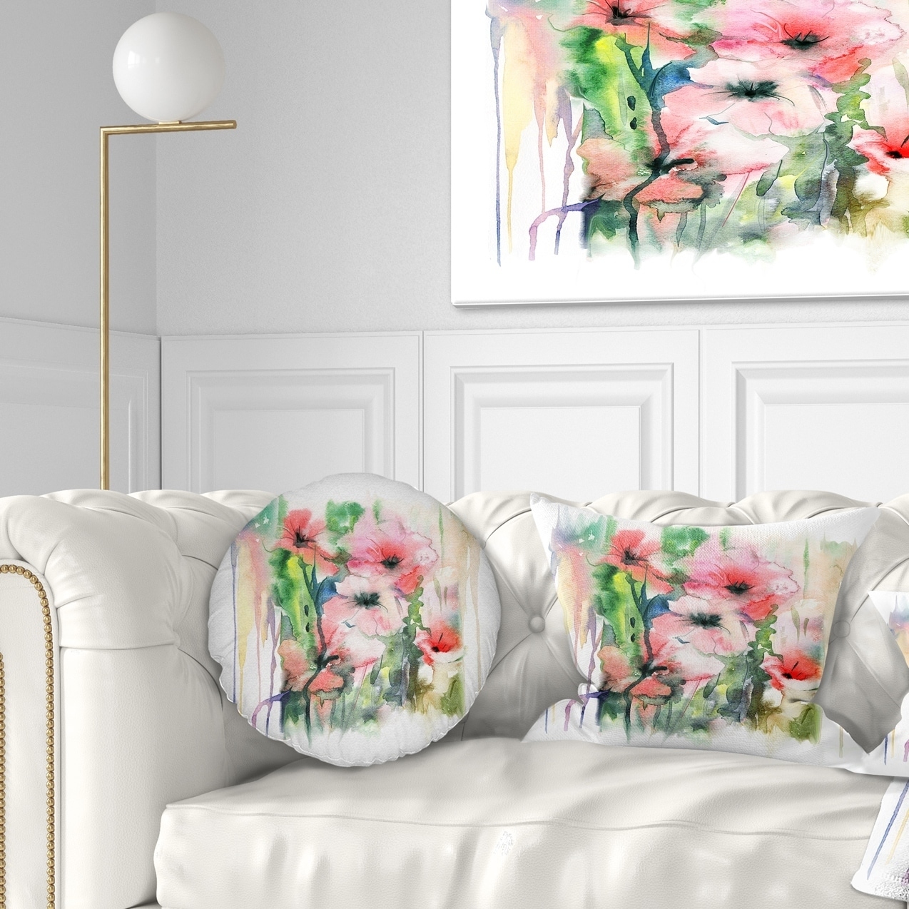 Designart CU14382-16-16 Pink Floral Watercolor Illustration Animal Cushion Cover for Living Room in Insert Printed On Both Side x 16 in Sofa Throw Pillow 16 in 