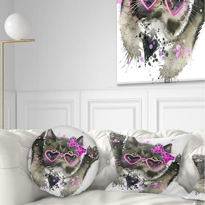 Designart 'Funny Black Cat Illustration' Animal Throw Pillow