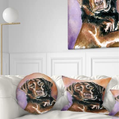 Designart 'Brown Dog Watercolor' Abstract Throw Pillow