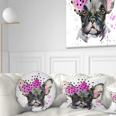 Designart 'Serious French Bulldog Watercolor' Animal Throw Pillow