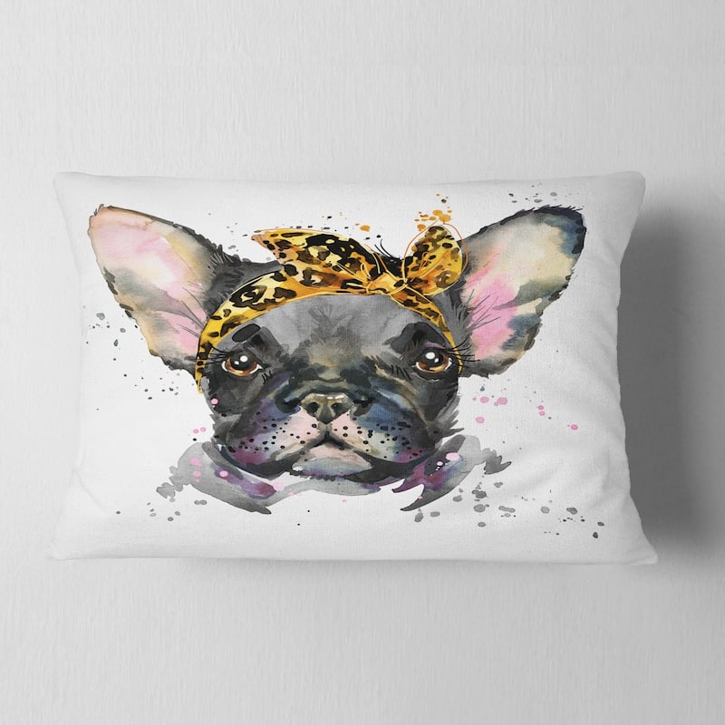 Designart 'Serious Black French Bulldog' Animal Throw Pillow