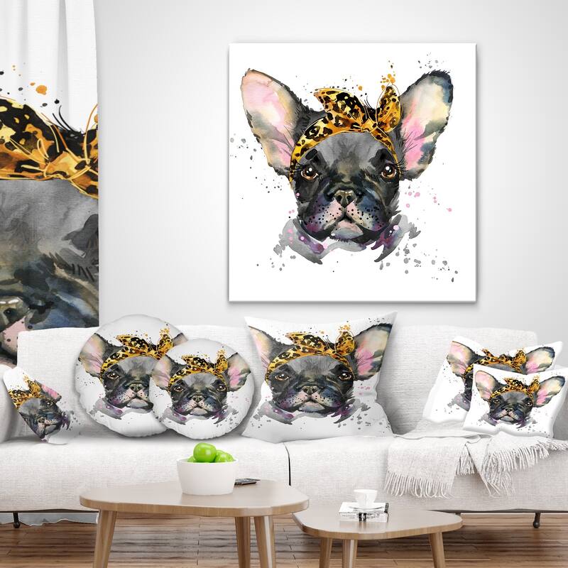Designart 'Serious Black French Bulldog' Animal Throw Pillow