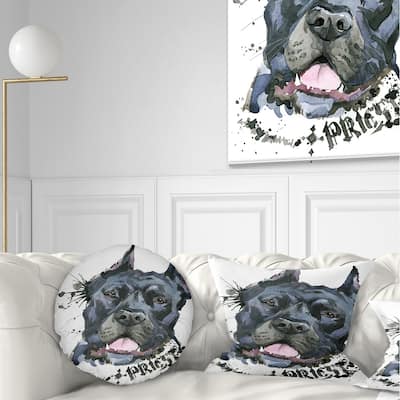 Designart 'Black Dog Illustration' Animal Throw Pillow