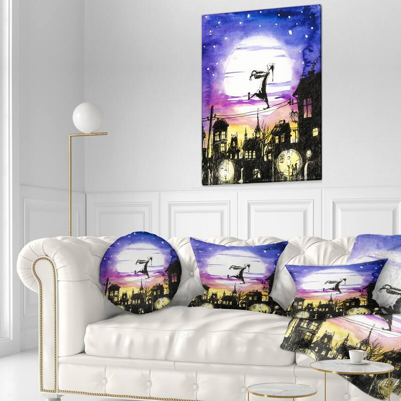 Designart 'Sleepwalker in Moonlight' Abstract Throw Pillow