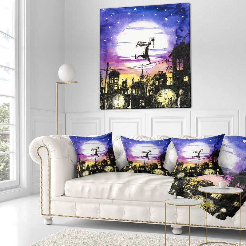 Designart 'Sleepwalker in Moonlight' Abstract Throw Pillow