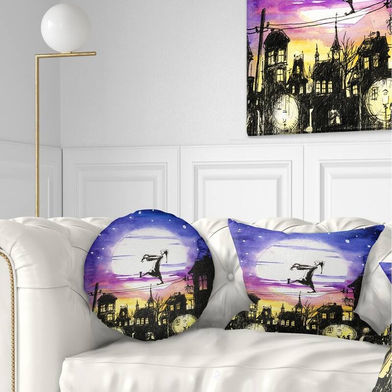 Designart 'Sleepwalker in Moonlight' Abstract Throw Pillow - Rectangle - 12 in. x 20 in. - Medium