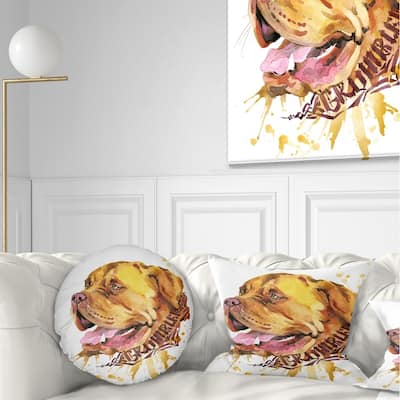 Designart 'Brown Dog Watercolor' Animal Throw Pillow