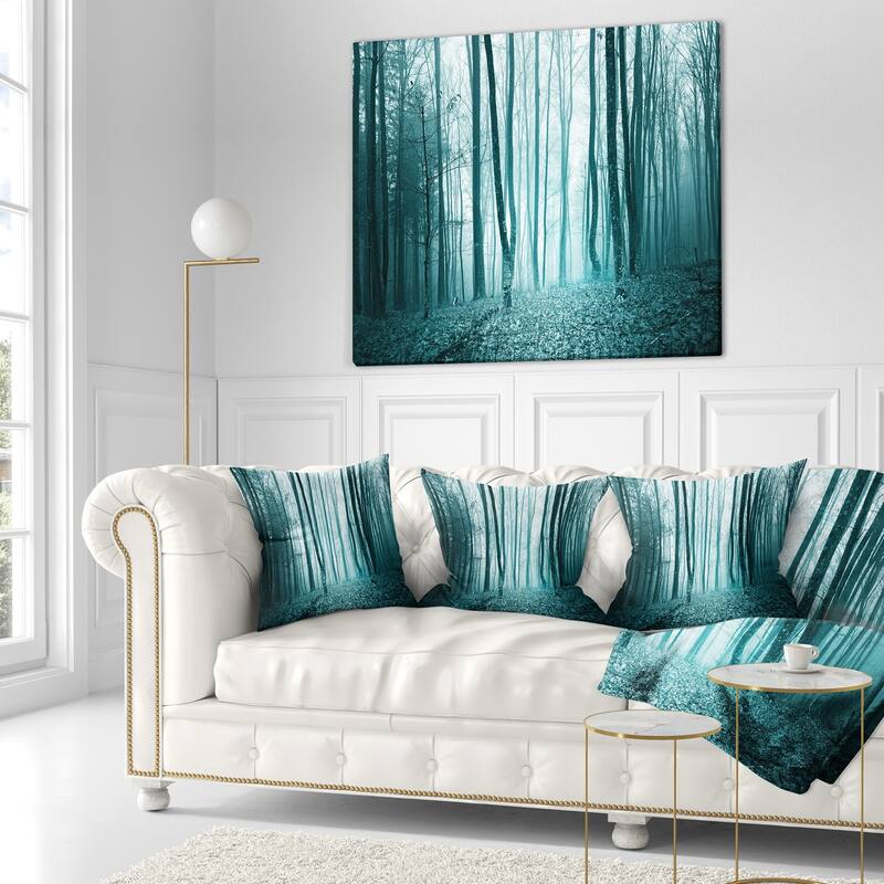 Designart 'Turquoise Colored Magic Forest' Modern Forest Throw Pillow
