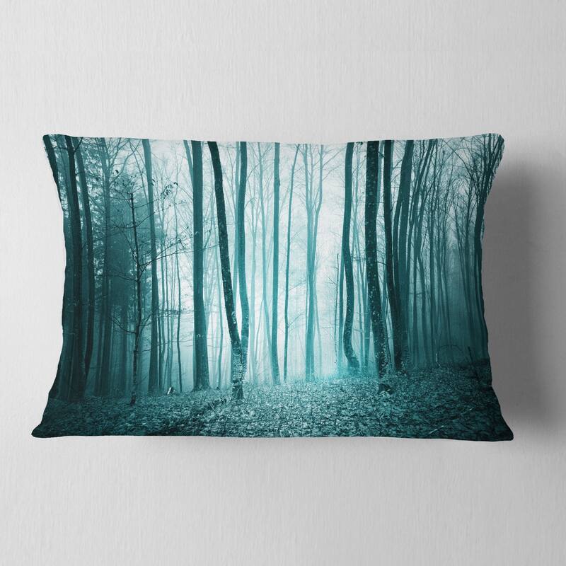 Designart 'Turquoise Colored Magic Forest' Modern Forest Throw Pillow