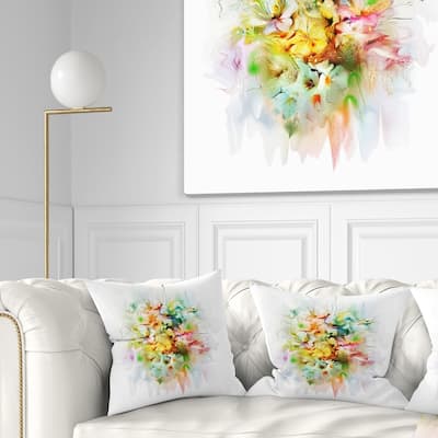 Designart 'Yellow Watercolor Flowers' Floral Throw Pillow