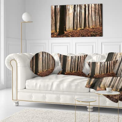 Designart 'Dark Thick Woods in Fall Forest' Modern Forest Throw Pillow