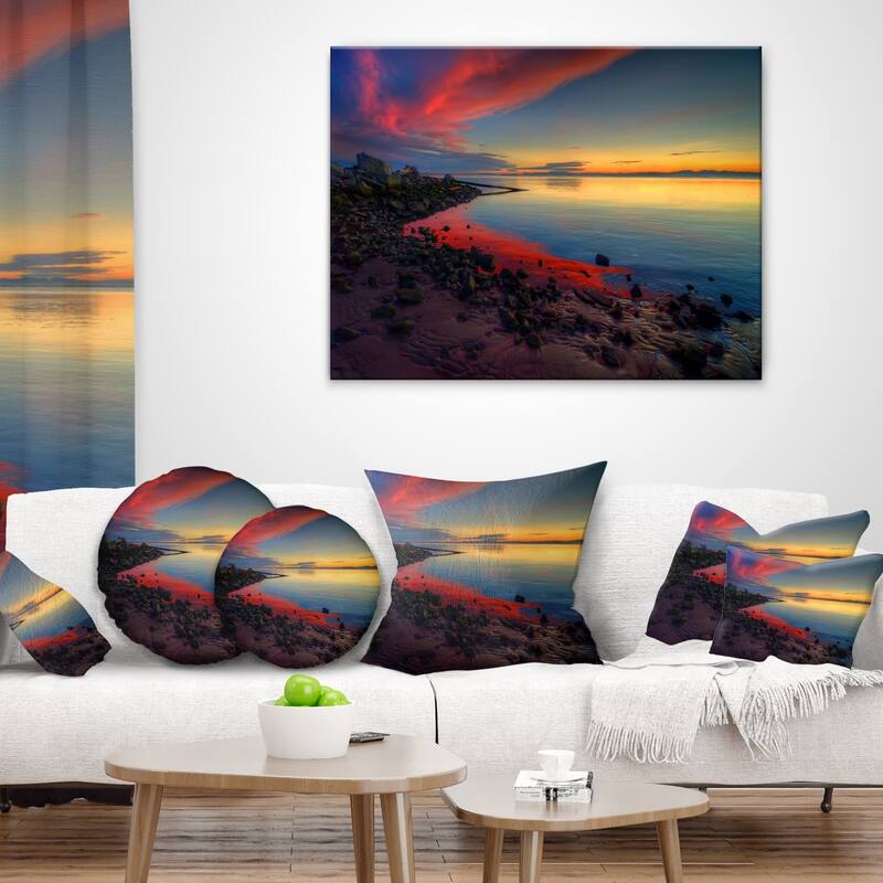 Designart 'Blasts of Color at the Sunset' Seashore Throw Pillow