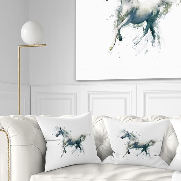 Shop Designart White Horse In Motion On White Animal Throw