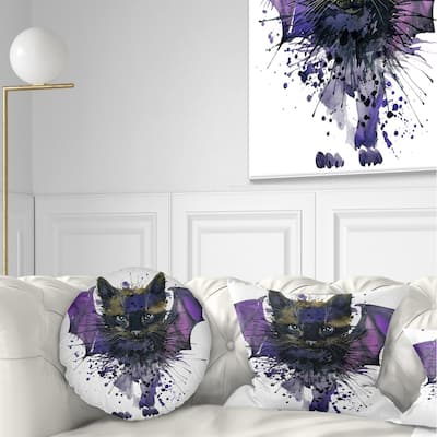 Designart 'Black Cat with Blue Wings' Animal Throw Pillow