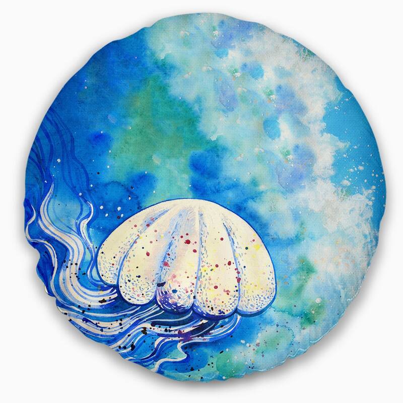 Designart 'Large Jellyfish Watercolor' Abstract Throw Pillow