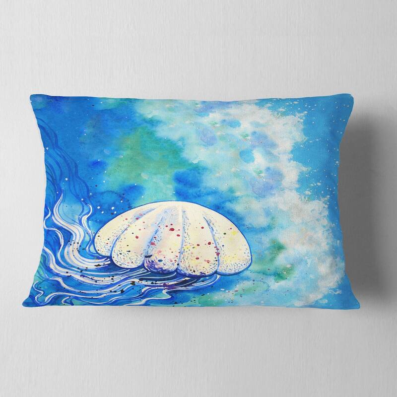 Designart 'Large Jellyfish Watercolor' Abstract Throw Pillow