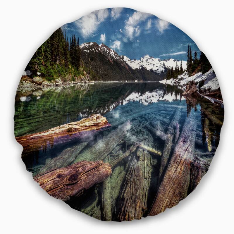 Designart 'Sunken Logs n Mountain Lake' Landscape Printed Throw Pillow