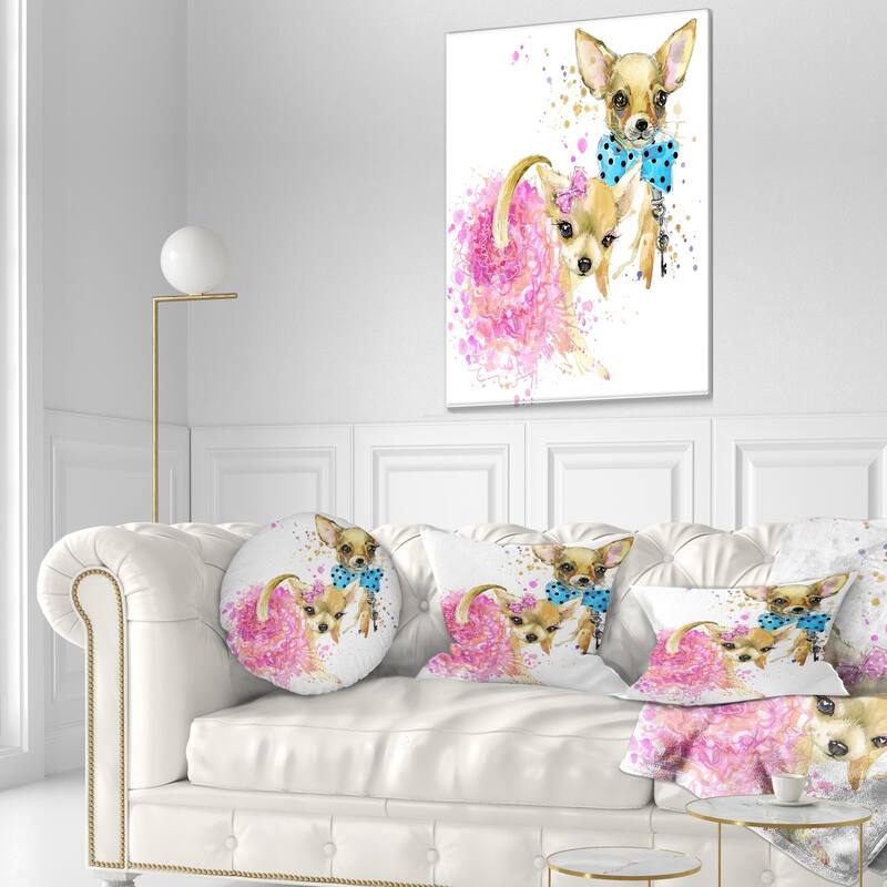Designart 'Bridge and Groom Dog Illustration' Animal Throw Pillow