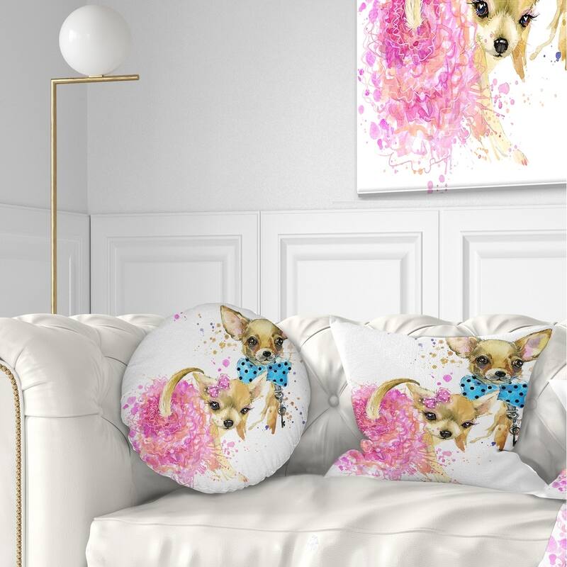 Designart 'Bridge and Groom Dog Illustration' Animal Throw Pillow - Rectangle - 12 in. x 20 in. - Medium