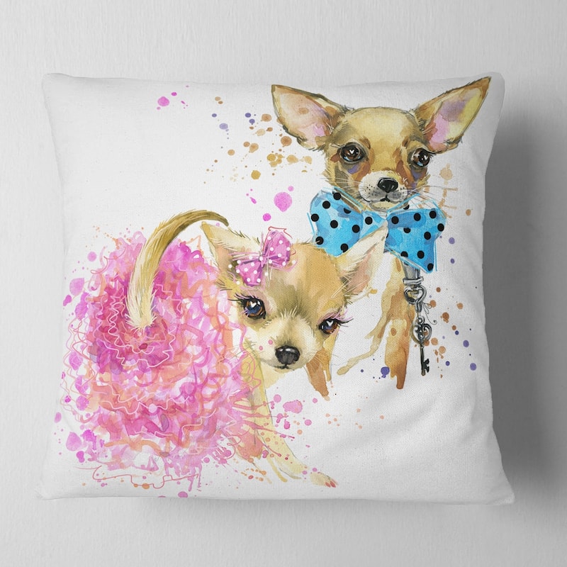 Designart 'Bridge and Groom Dog Illustration' Animal Throw Pillow
