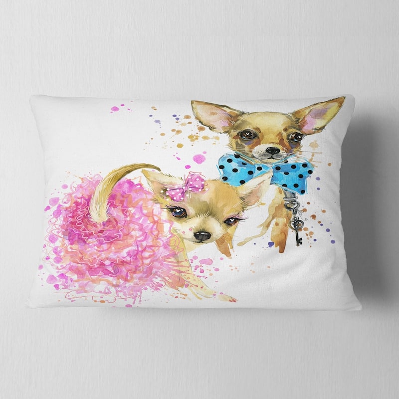 Designart 'Bridge and Groom Dog Illustration' Animal Throw Pillow