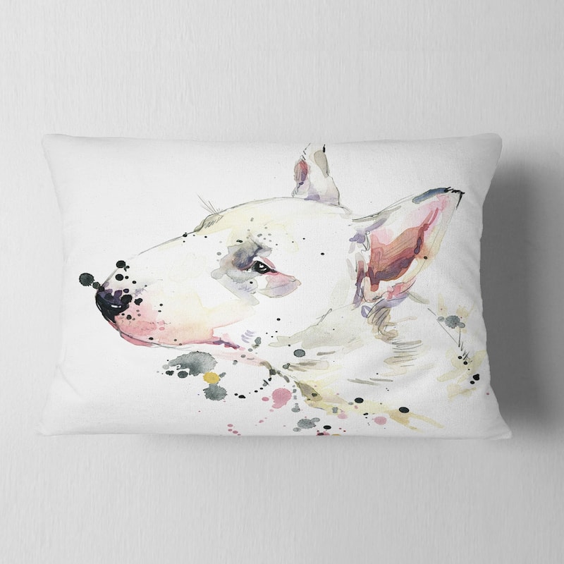 Designart 'Bull Terrier Dog Watercolor' Animal Throw Pillow