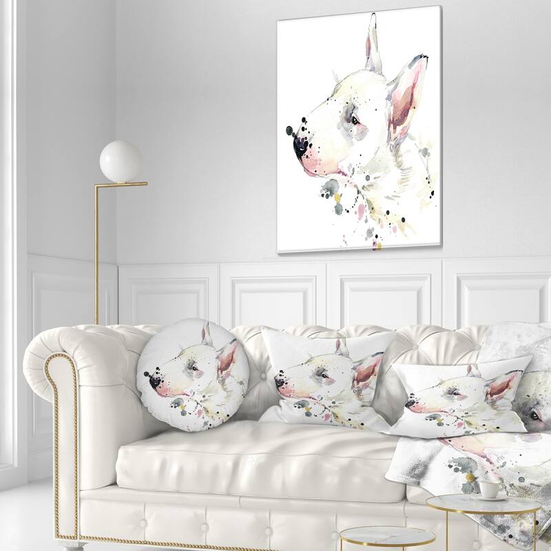 Designart 'Bull Terrier Dog Watercolor' Animal Throw Pillow
