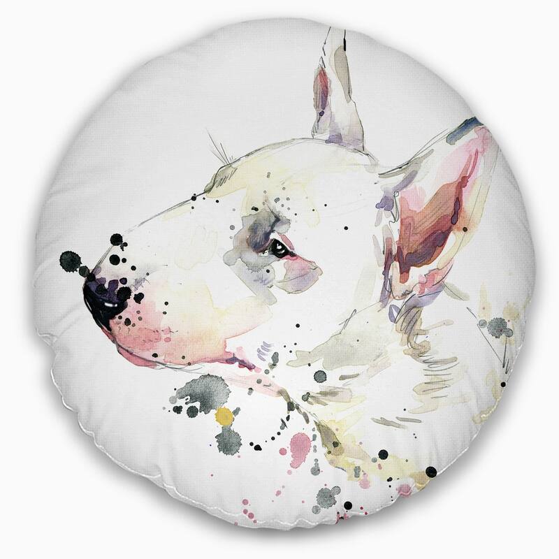 Designart 'Bull Terrier Dog Watercolor' Animal Throw Pillow