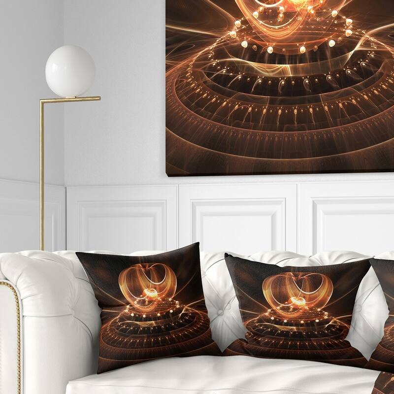 Designart 'Modern Fractal Brown Dom' Abstract Throw Pillow - Square - 18 in. x 18 in. - Medium