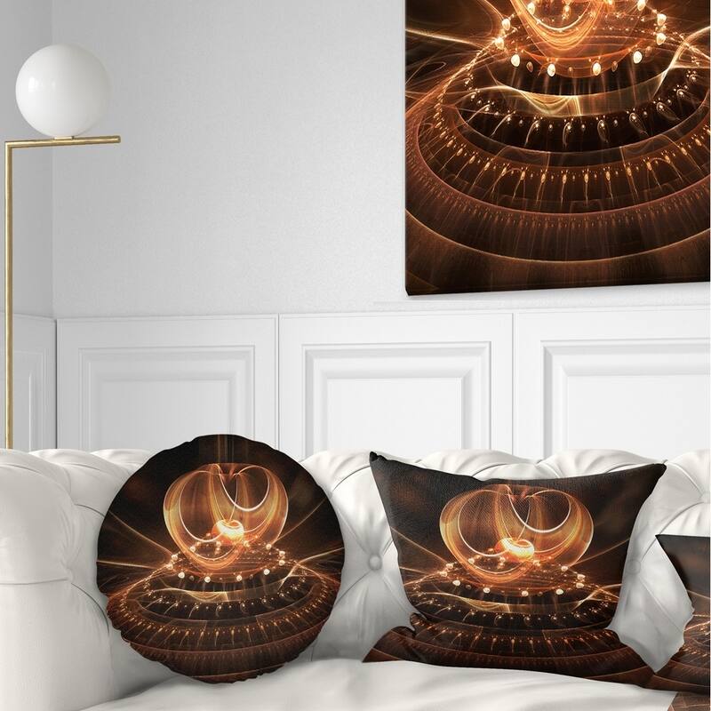 Designart 'Modern Fractal Brown Dom' Abstract Throw Pillow - Round - 16 inches round - Small