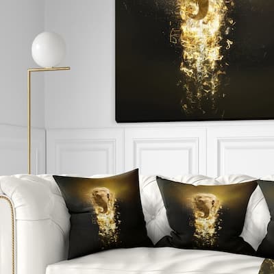 Designart 'Fantasy Elephant on Black' Animal Throw Pillow