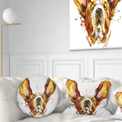 Designart 'Funny Brown Dog Basset' Animal Throw Pillow