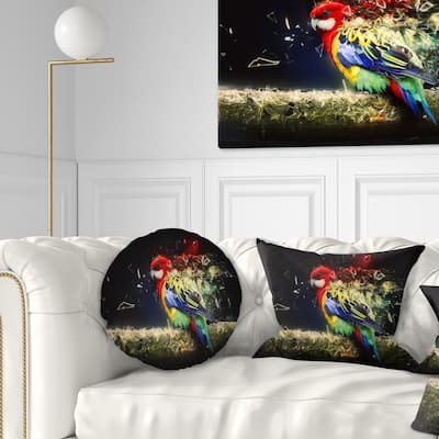 Designart 'Colorful Parrot on Branch' Animal Throw Pillow