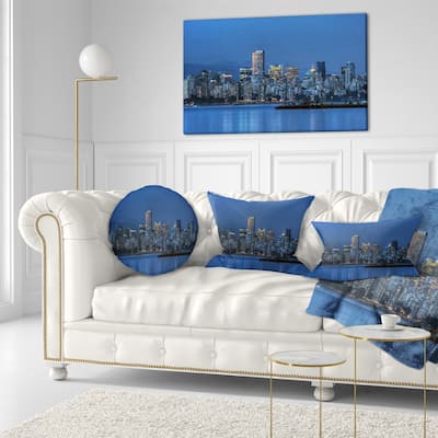 Designart 'Vancouver Downtown in Evening' Throw Pillow