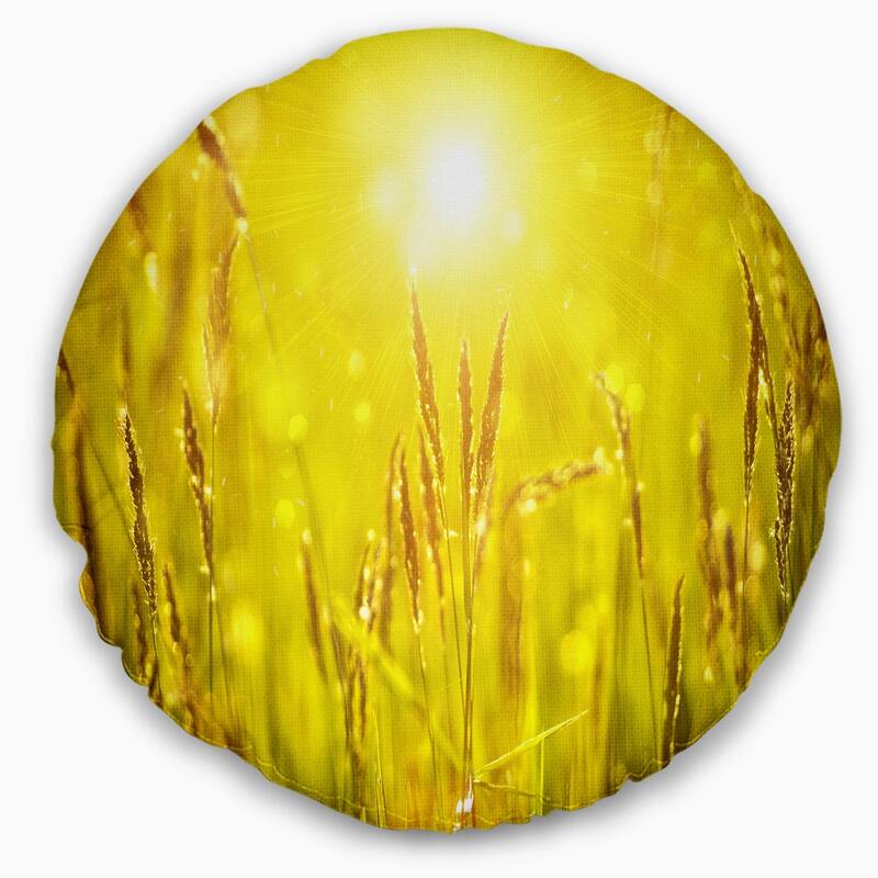 Designart 'Yellow Grass Flower at Sunset' Landscape Printed Throw Pillow