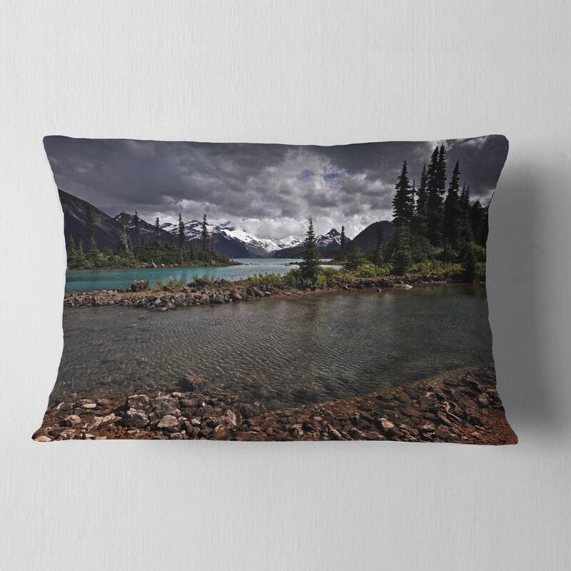 Designart 'Dark Sky over Crystal Clear Lake' Landscape Printed Throw Pillow